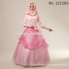 2016 Vestido de boda rosado musulmán islámico del hijab de Fashional